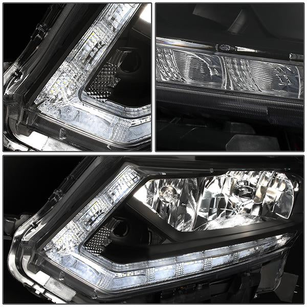 LED DRL Projector Headlights <br>14-16 Nissan Rogue