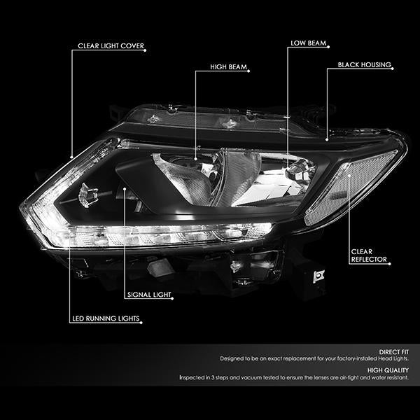 LED DRL Projector Headlights <br>14-16 Nissan Rogue