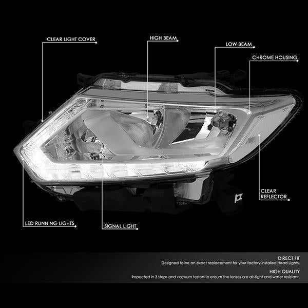 LED DRL Projector Headlights <br>14-16 Nissan Rogue