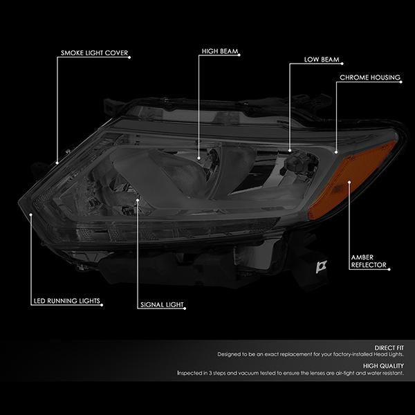 LED DRL Projector Headlights <br>14-16 Nissan Rogue