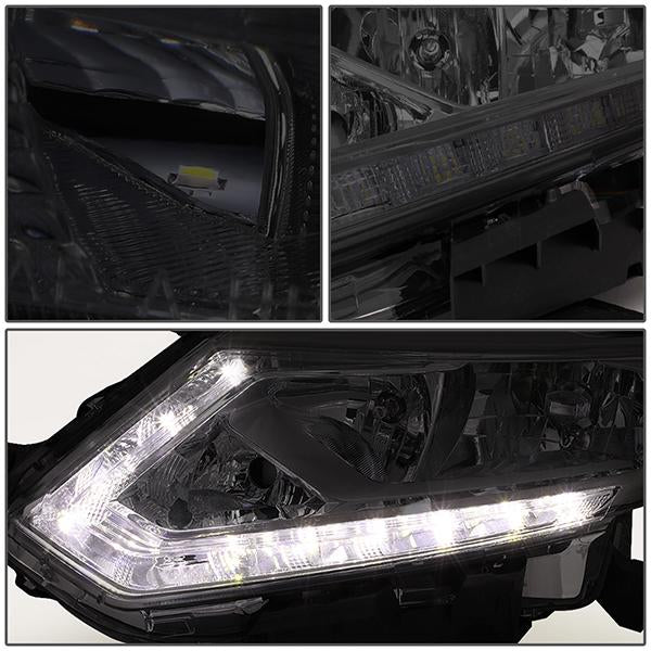 LED DRL Projector Headlights <br>14-16 Nissan Rogue