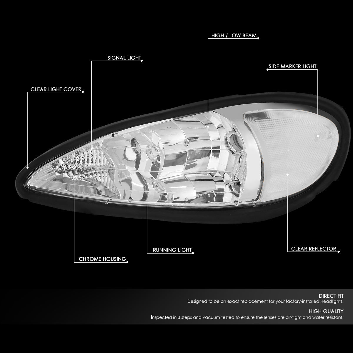 Factory Style Headlights <br>99-05 Pontiac Grand Am