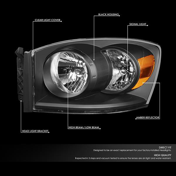 Factory Style Headlights <br>06-08 Dodge Ram 1500, 06-09 2500 3500