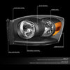 Factory Style Headlights <br>06-08 Dodge Ram 1500, 06-09 2500 3500