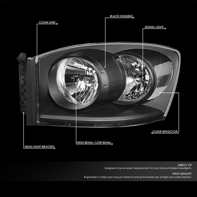 Factory Style Headlights <br>06-08 Dodge Ram 1500, 06-09 2500, 3500