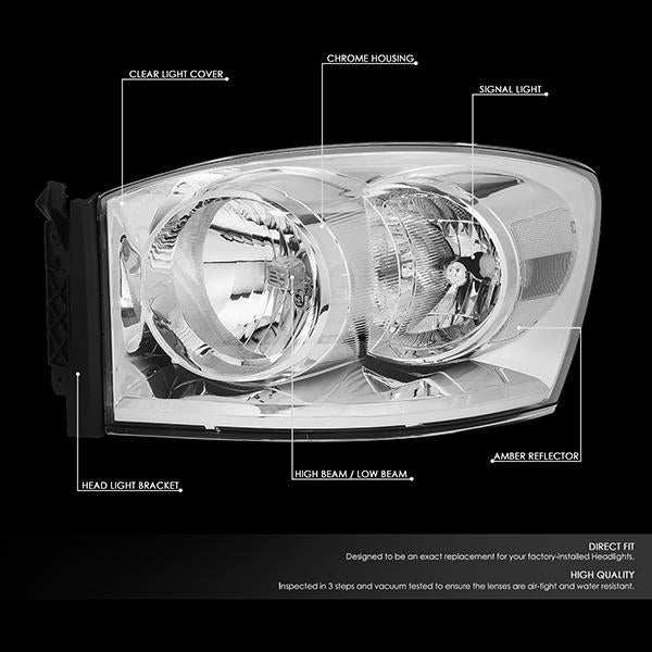 Factory Style Headlights <br>06-08 Dodge Ram 1500, 06-09 2500 3500