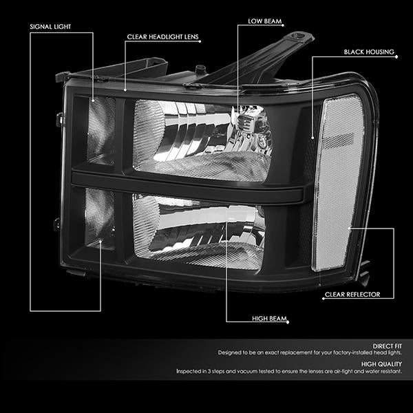 Factory Style Headlights <br>07-14 GMC Sierra 1500 - 3500