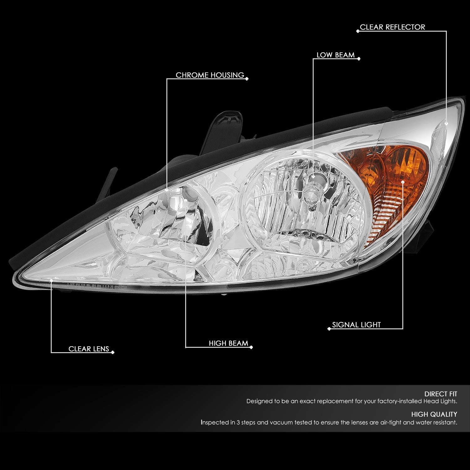 Factory Style Headlights <br>02-04 Toyota Camry