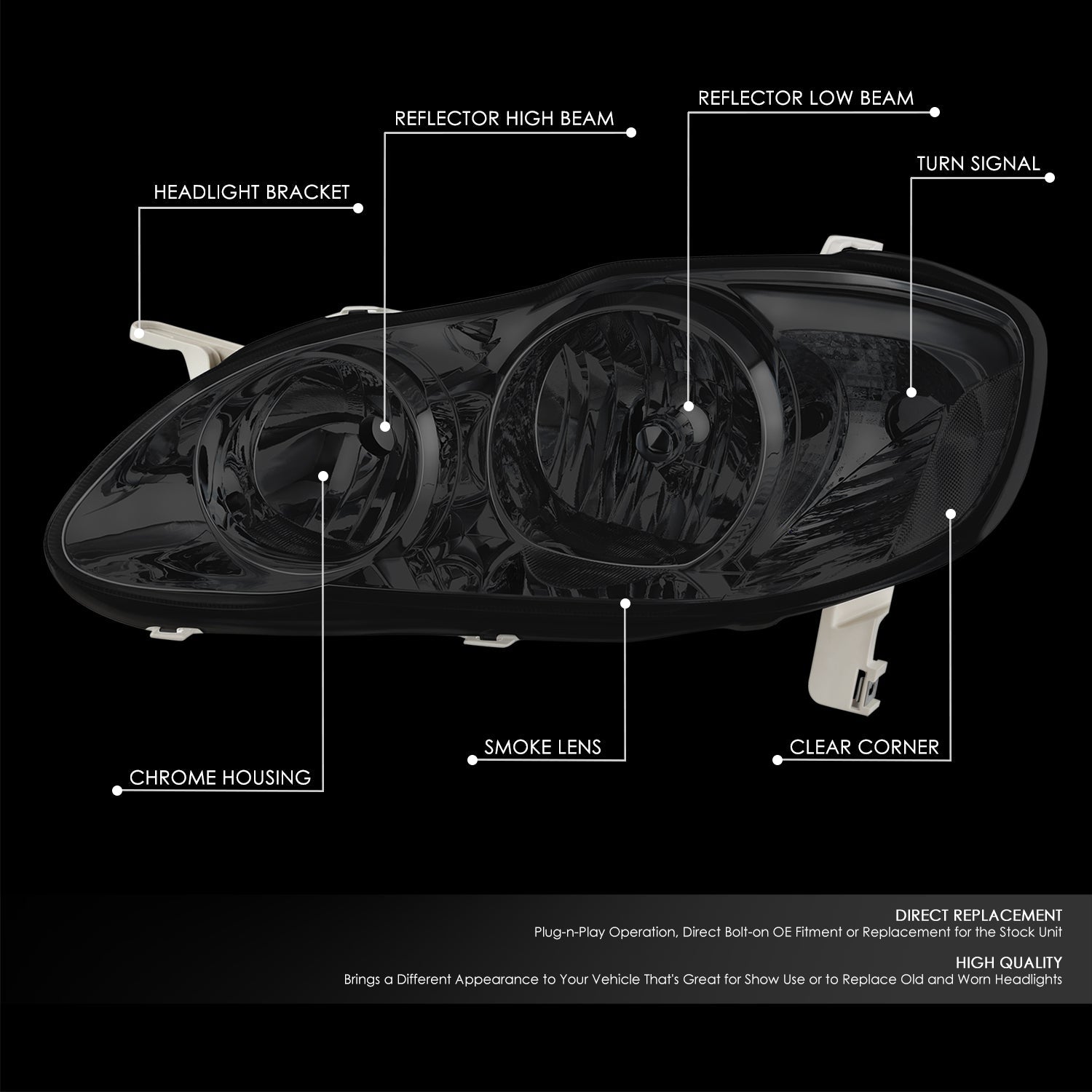 Factory Style Headlights <br>03-08 Toyota Corolla