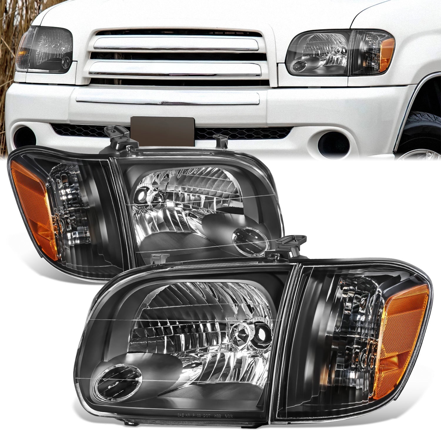 Factory Style Headlights <br>05-07 Toyota Sequoia Tundra Crew Cab