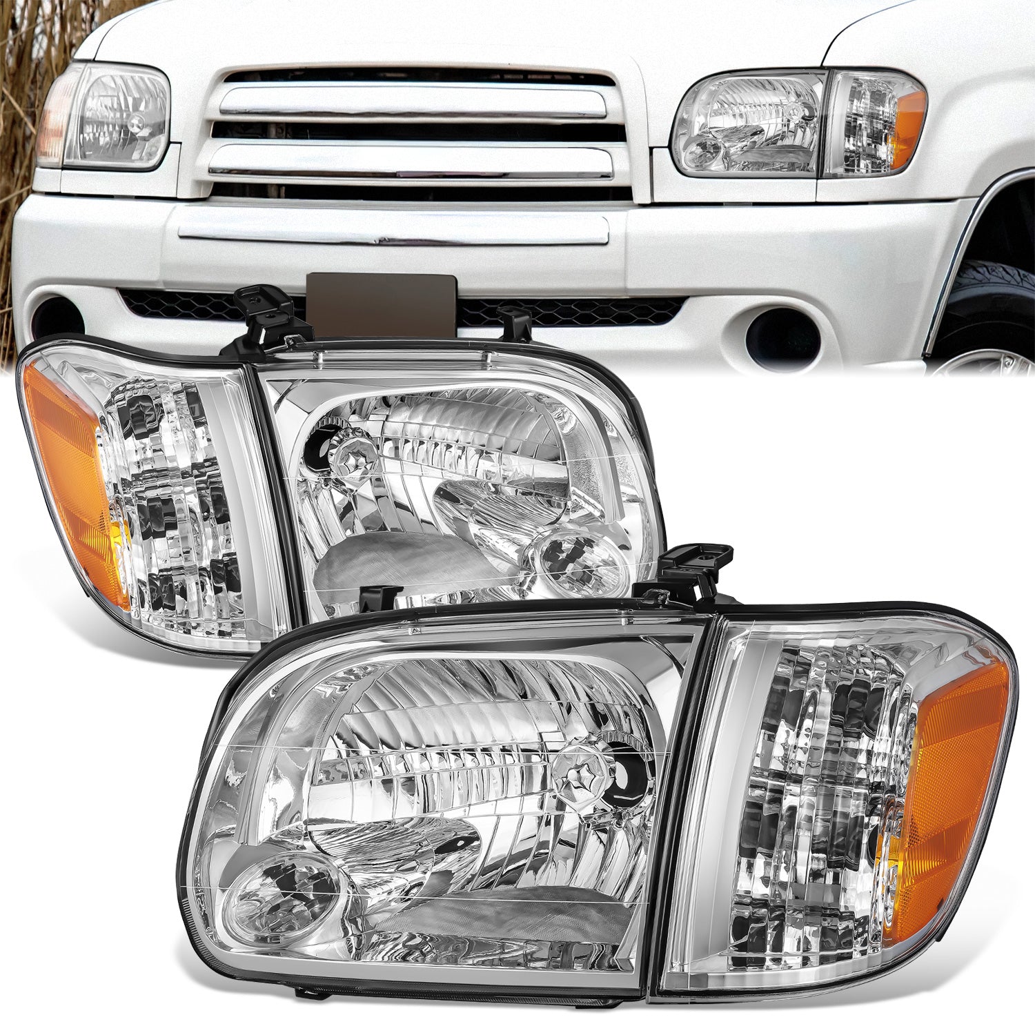 Factory Style Headlights <br>05-07 Toyota Sequoia Tundra Crew Cab