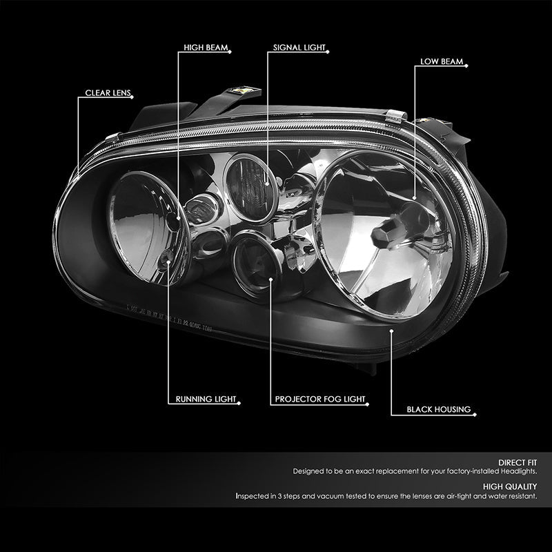 Factory Style Projector Headlights <br>99-06 Volkswagen Golf, 99-02 Cabrio