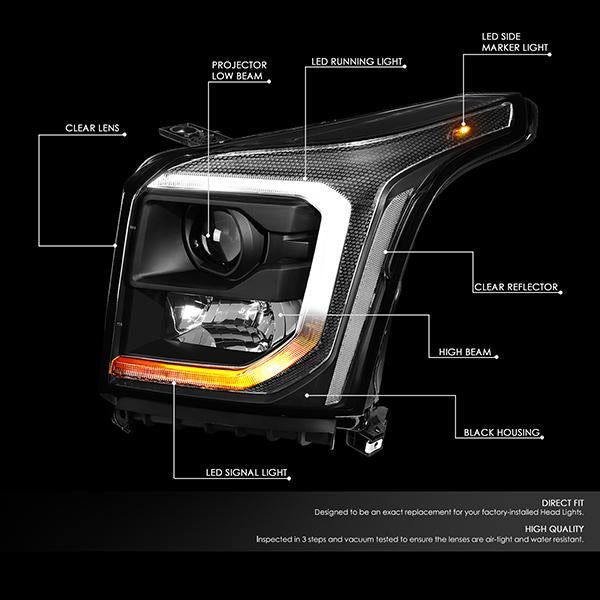 LED DRL Projector Headlights <br>15-20 GMC Yukon, XL