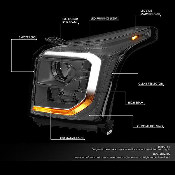 LED DRL Projector Headlights <br>15-20 GMC Yukon, XL