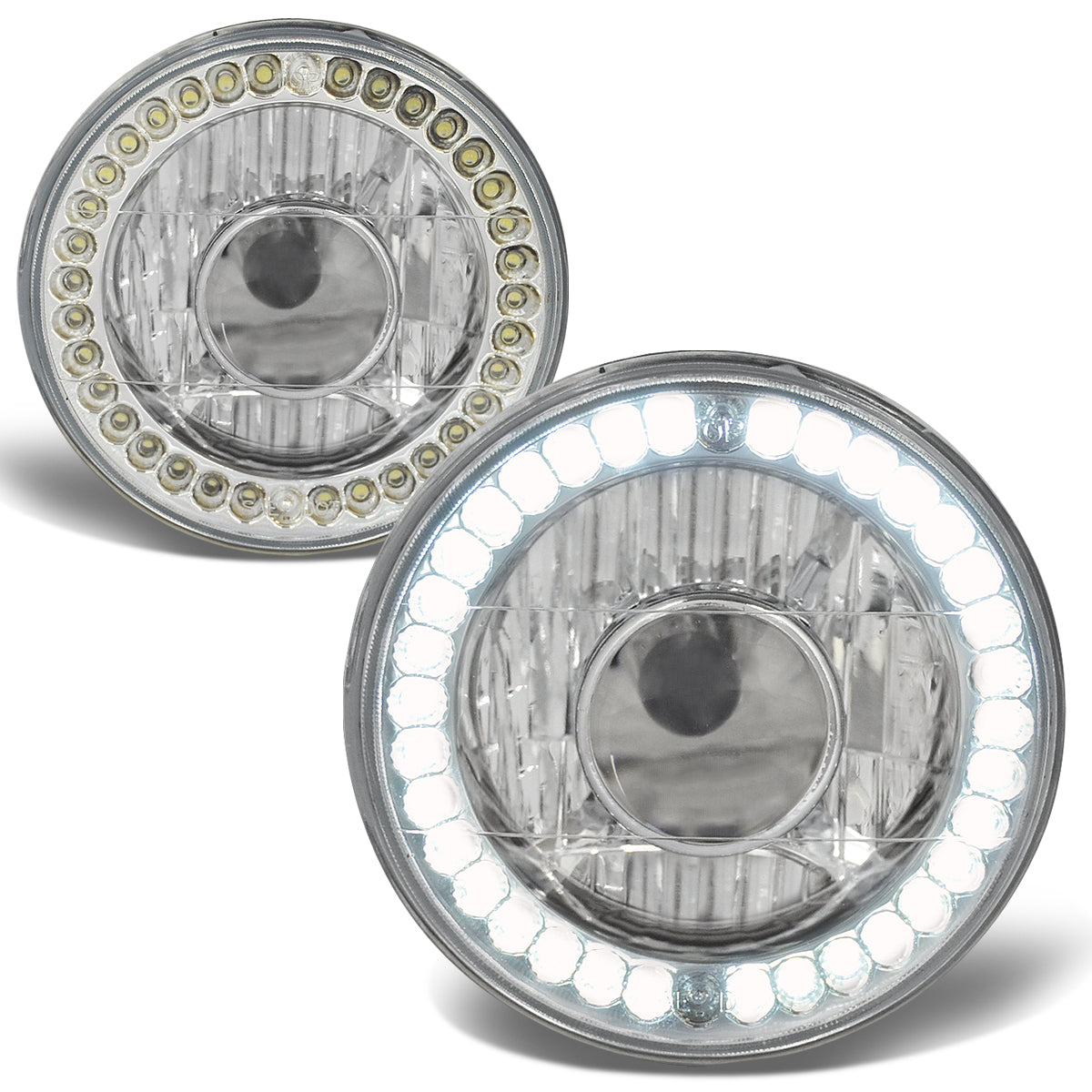 7x7 in. Round LED Halo Ring Projector Headlights