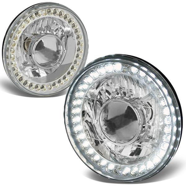 7x7 in. Round LED Halo Ring Projector Headlights