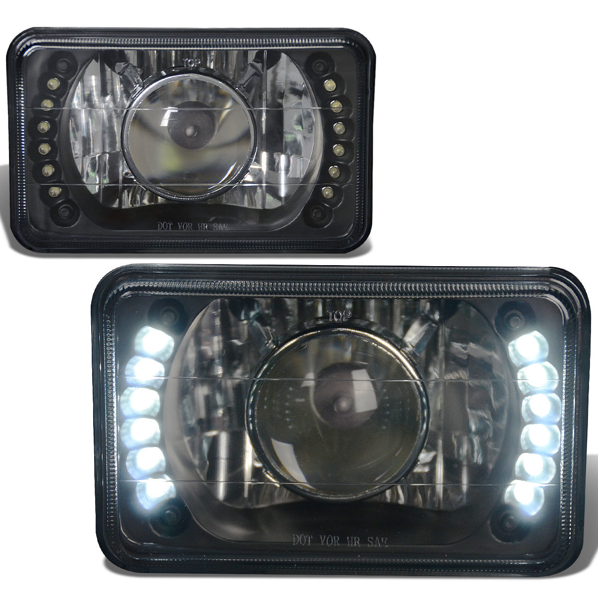 4x6 in. Square LED Halo Projector Headlights