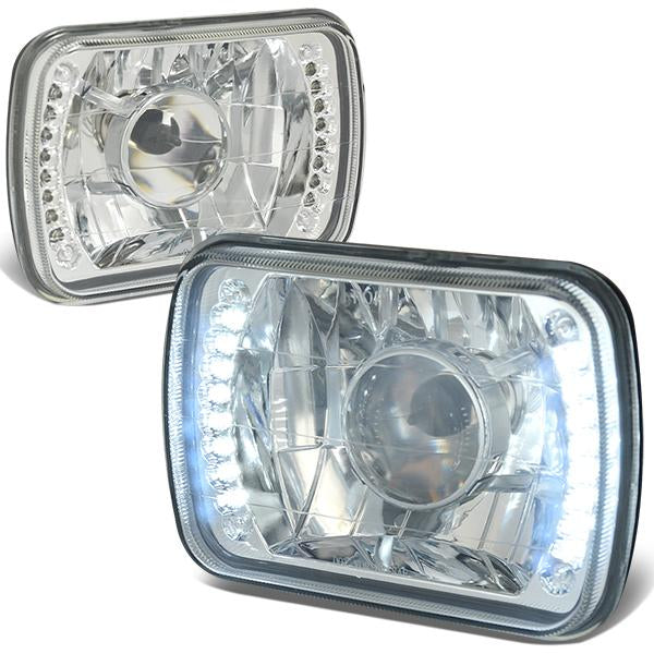 7x6 in. Square LED Halo Projector Headlights