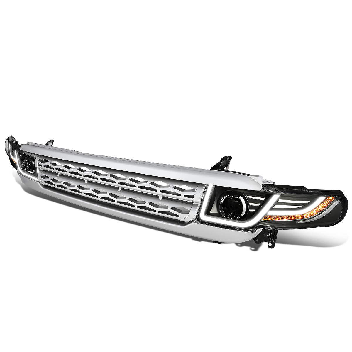 07-14 Toyota FJ Cruiser Front Grille+LED DRL Projector Headlights w/Sequential Turn Signal