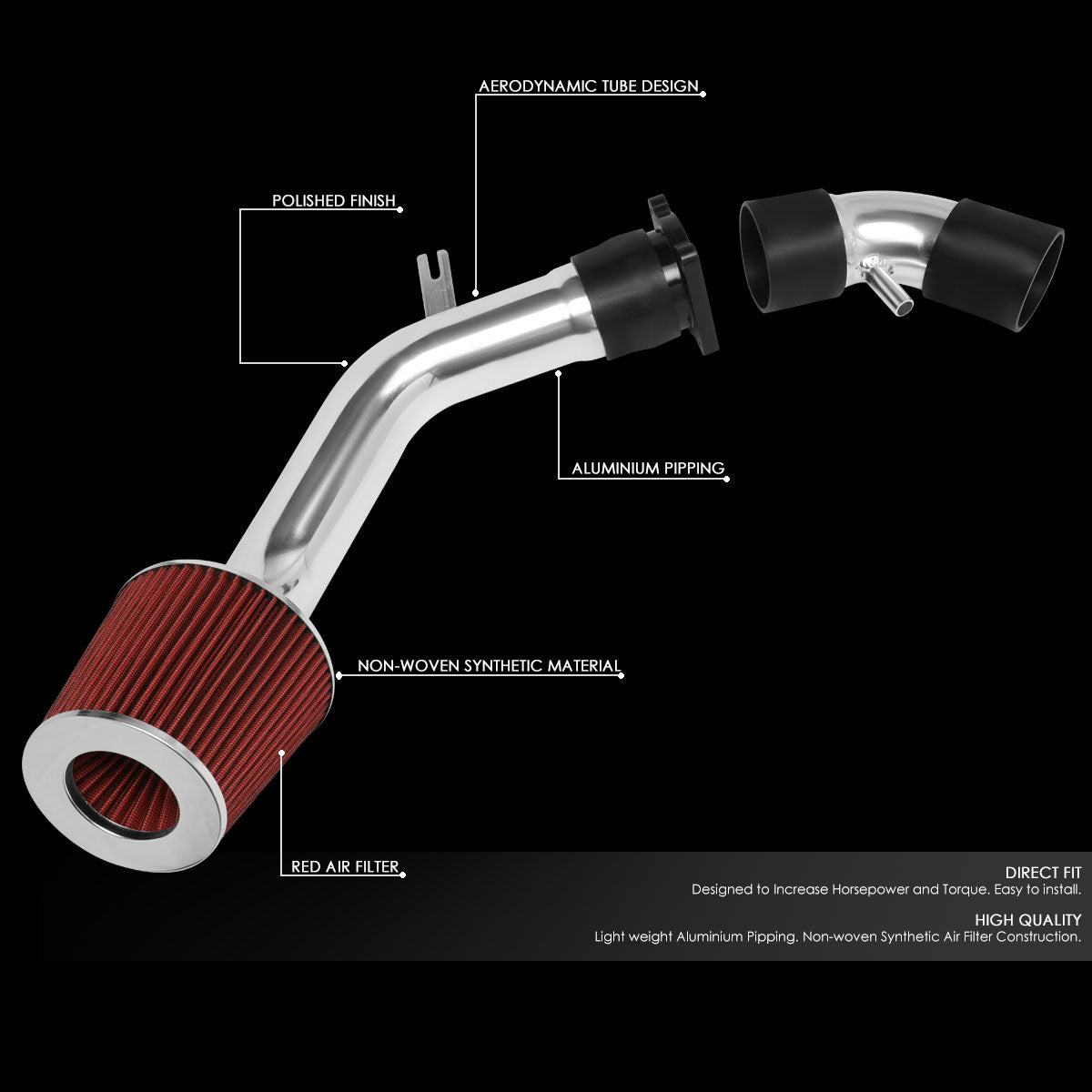 02-06 Nissan Sentra 2.5 L Aluminum Cold Air Intake w/Red Cone Filter