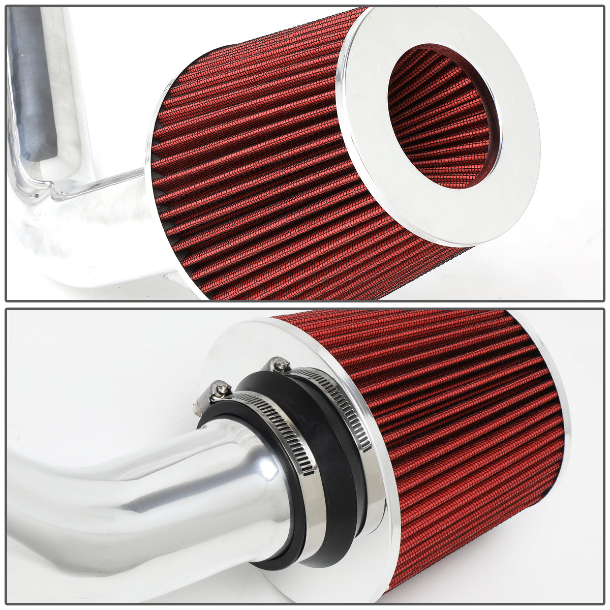 01-05 Honda Civic 1.7L Aluminum Cold Air Intake w/Red Cone Filter