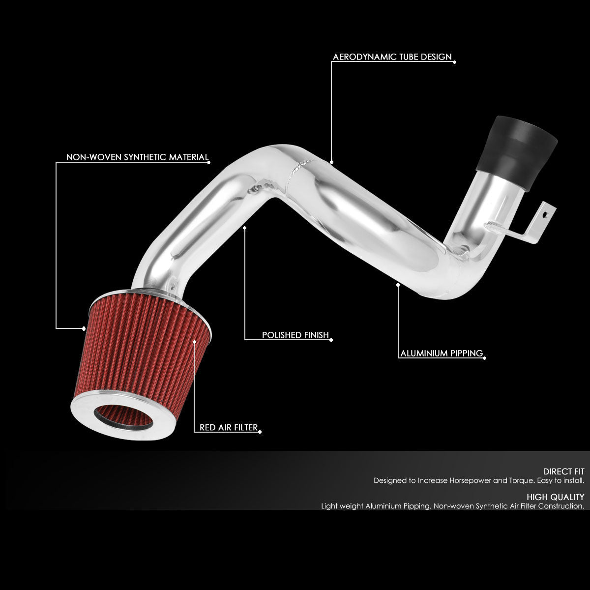 00-05 Toyota Celica Aluminum Cold Air Intake w/Red Cone Filter