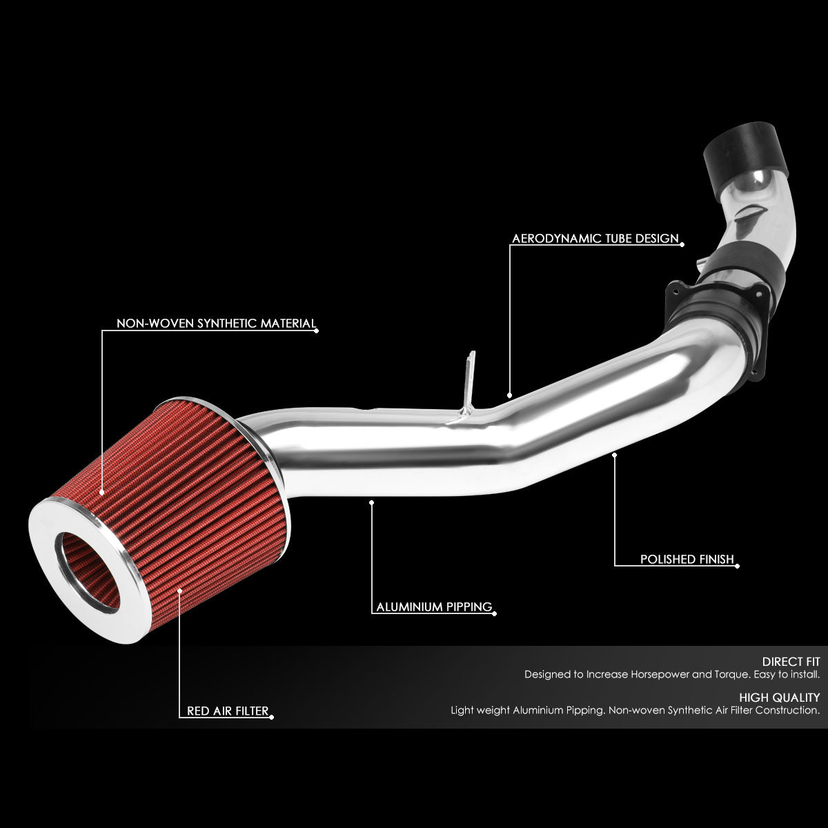 03-06 Nissan 350z Aluminum Cold Air Intake w/Red Cone Filter