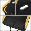 2 Pcs Yellow Fabric Bucket Racing Seats w/ Mount Brackets+Sliders