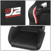 2Pcs Black Microfiber Leather Racing Bucket Seats w/Mount Brackets+Sliders
