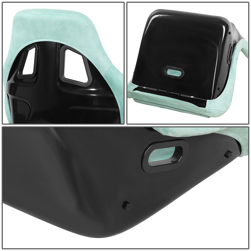 2Pcs Microfiber Suede Style Fabric Large Racing Bucket Seats (Lake Blue)