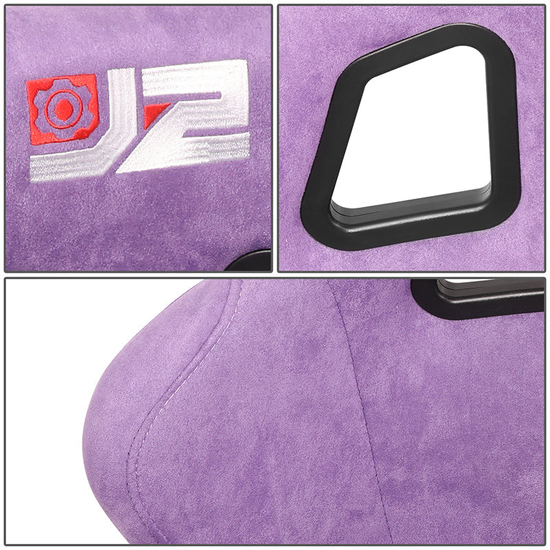 2Pcs Microfiber Suede Style Fabric Large Racing Bucket Seats (Purple)