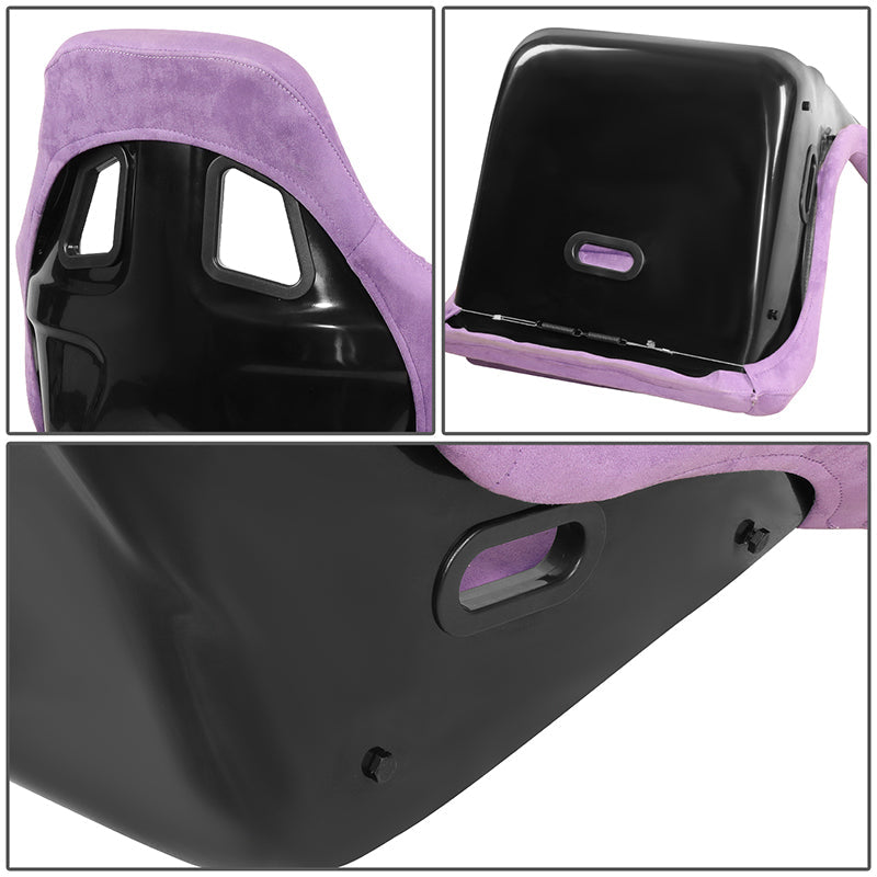 2Pcs Microfiber Suede Style Fabric Large Racing Bucket Seats (Purple)