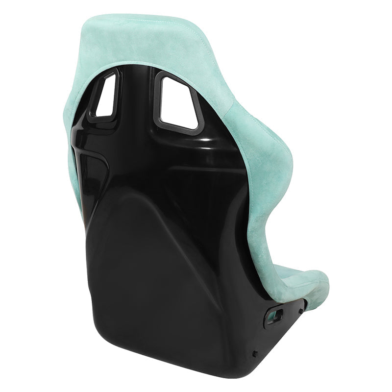 2Pcs Lake Blue Microfiber Suede Medium Racing Bucket Seats w/ Mount Brackets+Sliders