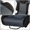 2Pcs Blue Microfiber Suede Reclinable Racing Bucket Seat w/ Sliders
