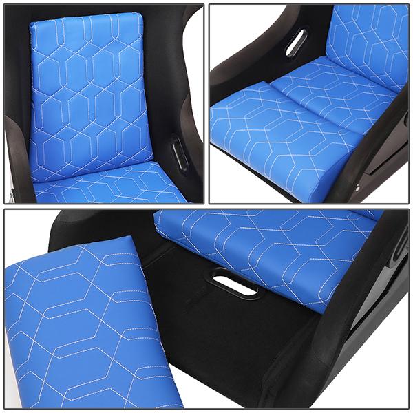 1-Piece Large Blue Cushion Fiber Glass Bucket Racing Seat - FRP-300-GEO-BL