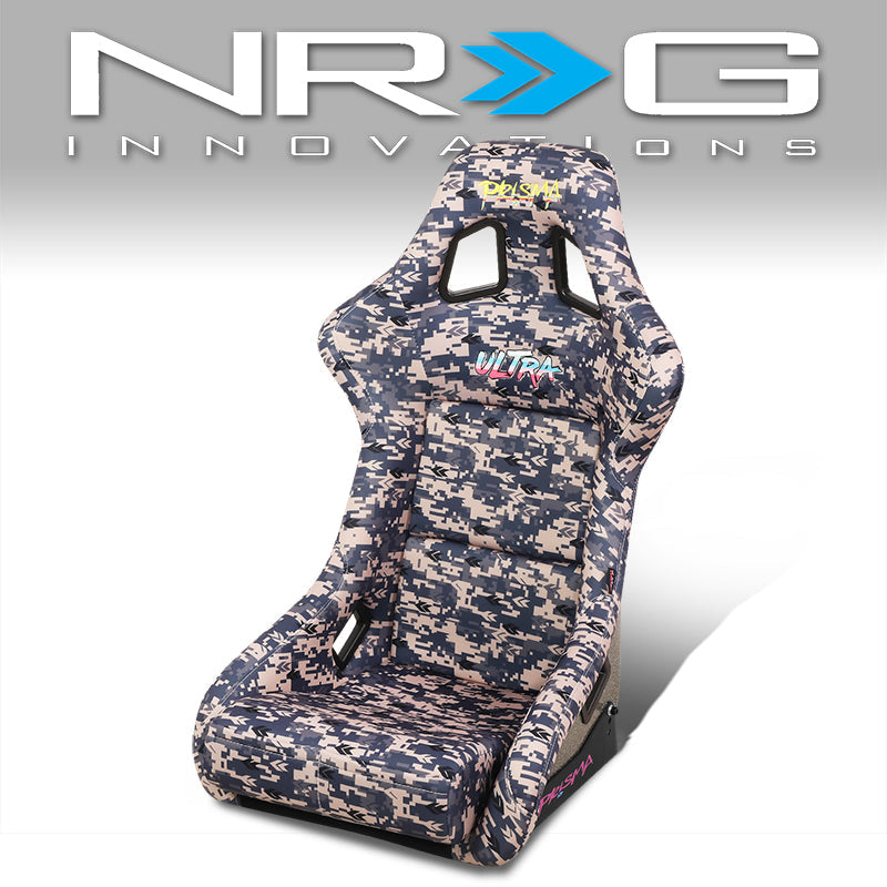 Grey Camo Fiberglass Vegan Satin Bucket Racing Seat - FRP-302-STORM