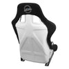 Black / White Fiberglass Vegan Satin Suede Bucket Racing Seat - FRP-302-YABA