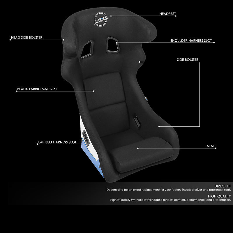 Microfiber Fiberglass Fixed Back Bucket Racing Seat w/Bracket - FRP-600WT