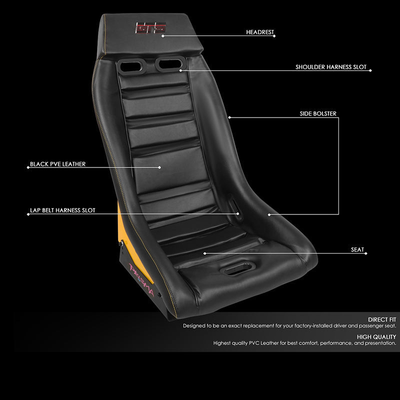 Vegan Leather Fixed Back Racing Bucket Seat - PRI-100BK-ARCADE