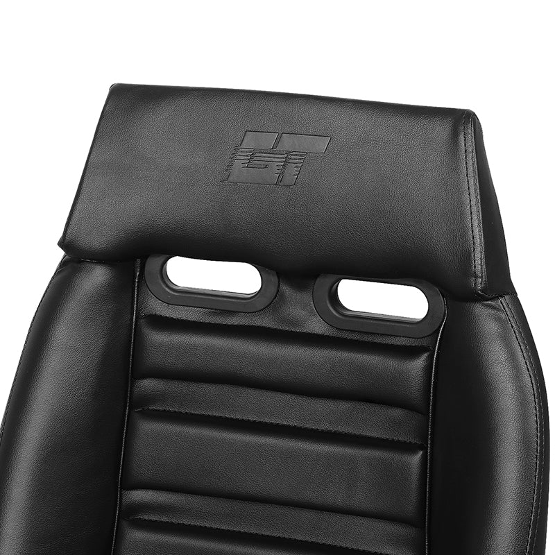 Black Fiberglass Leather Bucket Racing Seat - PRI-100BK-MIDNIGHT
