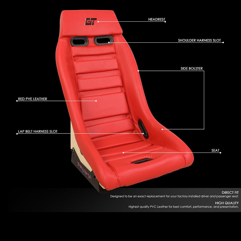 Vegan Leather Fixed Back Racing Bucket Seat - PRI-100RD-STARDUST