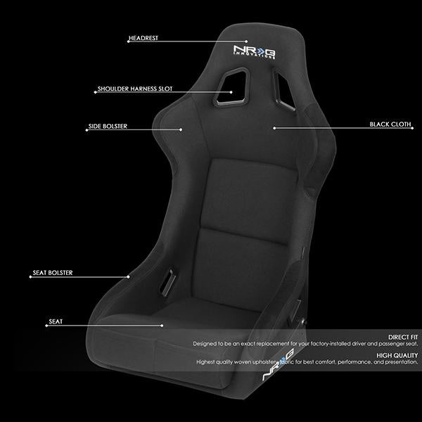 Carbon Fiber Back Fixed Position Bucket Racing Seat - RSC-302CF-BK