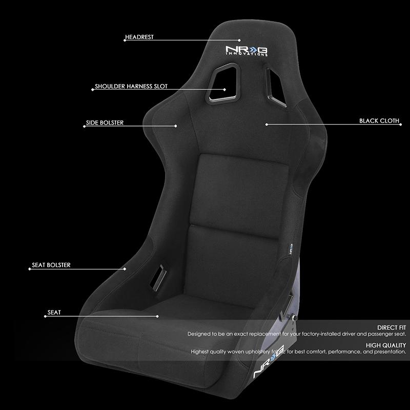 Siège Racing Bucket à position fixe et dossier en fibre de carbone - RSC-302CF-BL