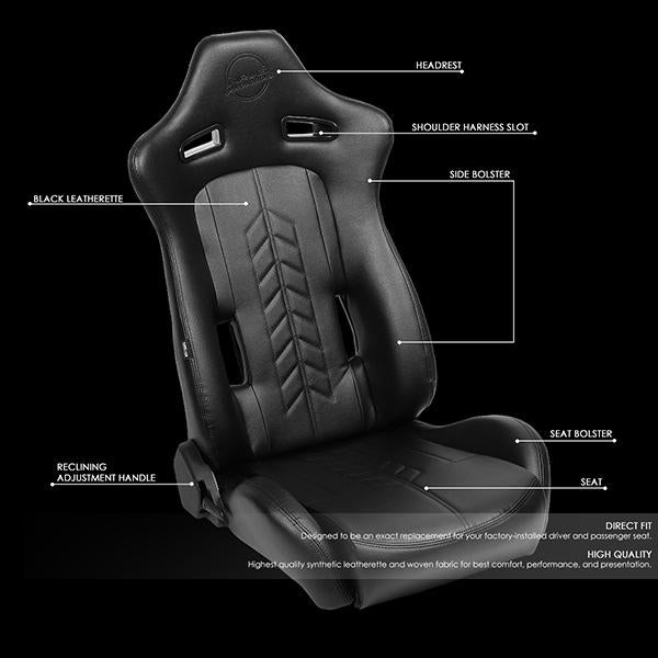 Fully Reclinable PVC Racing Seat - Right/Passenger Side - RSC-810BK