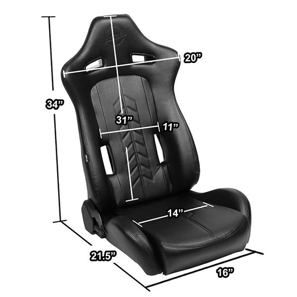 Fully Reclinable PVC Racing Seat - Right/Passenger Side - RSC-810BK