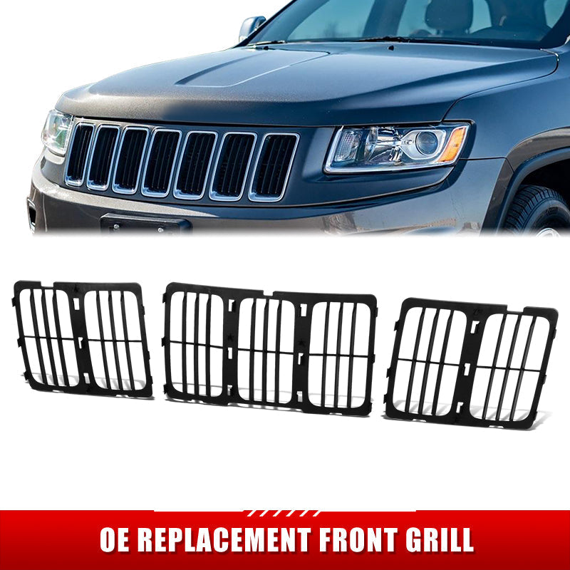 3Pcs Factory Replacement Grille (Chrome) <br>14-16 Jeep Grand Cherokee