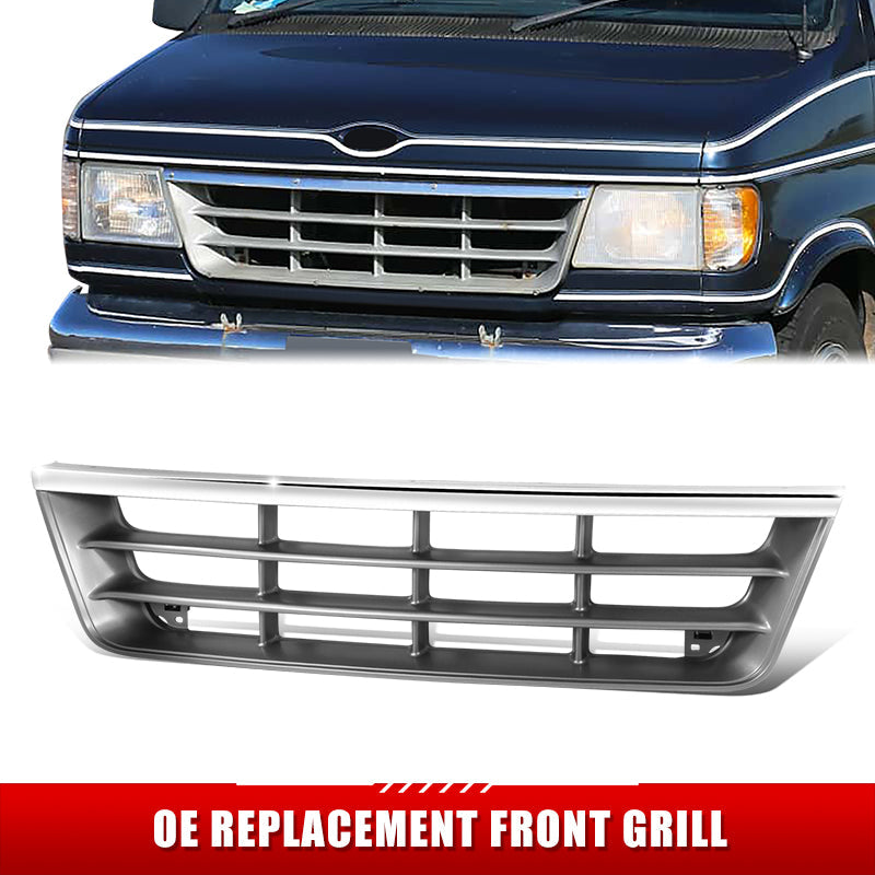 Factory Replacement Grille (Chrome) <br>92-96 Ford E150-E350 Econoline/Club Wagon