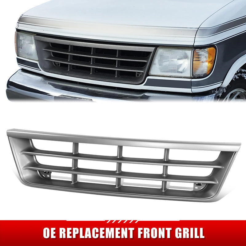 Factory Replacement Grille (Argent) <br>92-96 Ford E150-E350 Econoline/Club Wagon