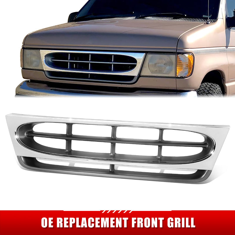 Factory Replacement Grille <br>97-02 Ford E150-E350 Econoline/Club Wagon