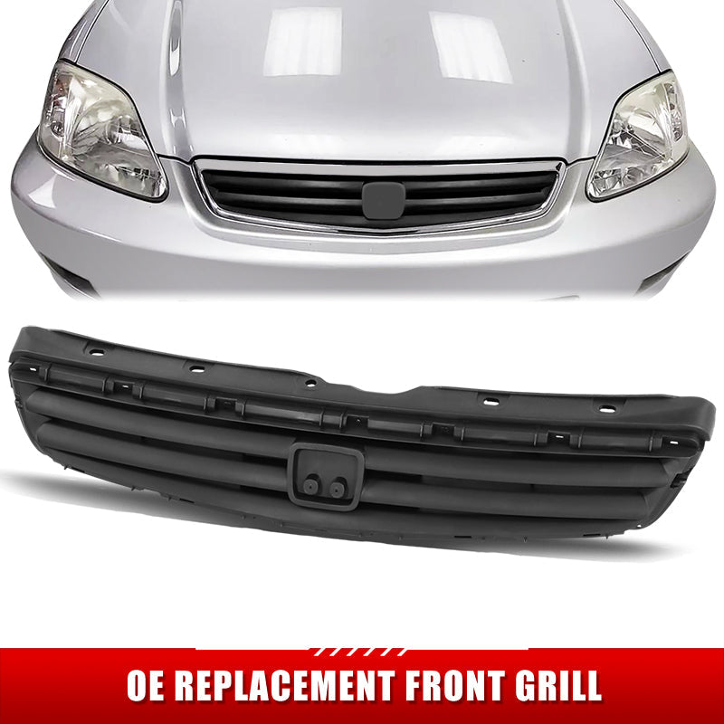 Factory Replacement Grille (Black) <br>99-00 Honda Civic 4Dr